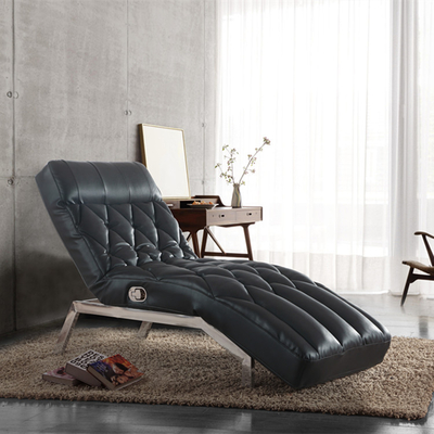 Living Room Giovanni Hitam PU Kulit Adjustable Chaise Lounge Sofa Bed