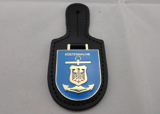 Mode Disesuaikan HUSTENWACHE PU Leather Pocket Badge untuk Promosi Hadiah