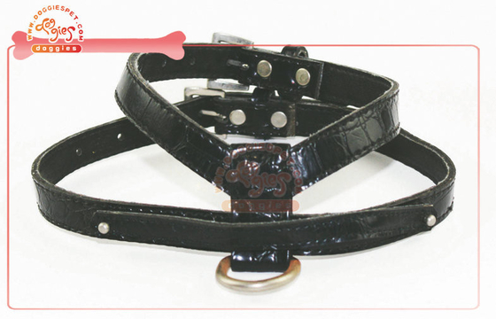 Durable imitasi kulit harness anjing hitam dan timah / disesuaikan memanfaatkan anjing